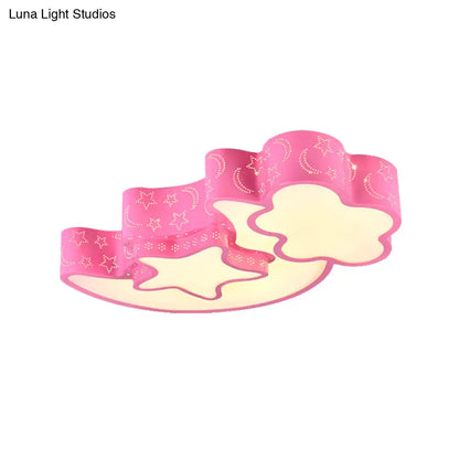 DecorBites™ DecorBites™ Contemporary Blue Moon Star Ceiling Light - Metal Flush Mount for Child Bedroom