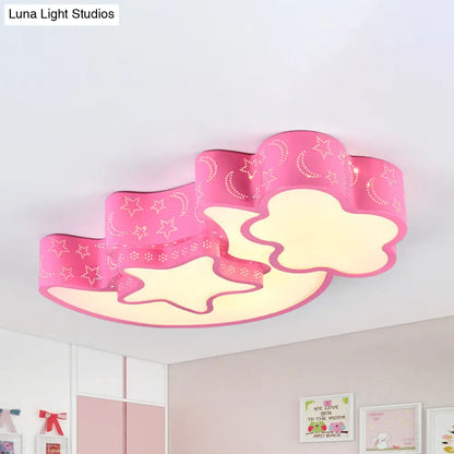 DecorBites™ DecorBites™ Contemporary Blue Moon Star Ceiling Light - Metal Flush Mount for Child Bedroom