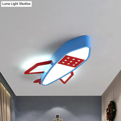 Lámpara de techo empotrada DecorBites™ Contemporary Blue Rocket - Iluminación LED acrílica para techo infantil en luz cálida/blanca