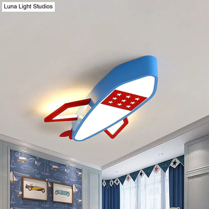 Lámpara de techo empotrada DecorBites™ Contemporary Blue Rocket - Iluminación LED acrílica para techo infantil en luz cálida/blanca