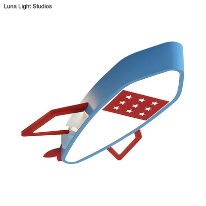 Lámpara de techo empotrada DecorBites™ Contemporary Blue Rocket - Iluminación LED acrílica para techo infantil en luz cálida/blanca