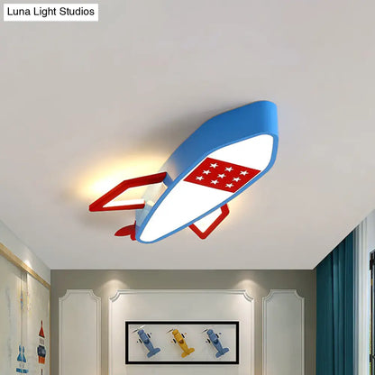 Lámpara de techo empotrada DecorBites™ Contemporary Blue Rocket - Iluminación LED acrílica para techo infantil en luz cálida/blanca
