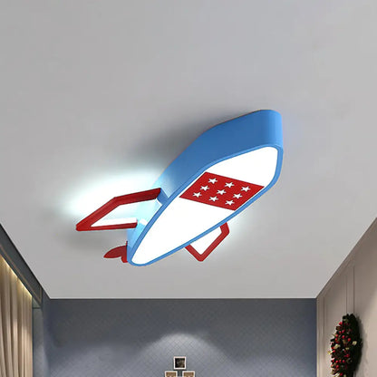 Lámpara de techo empotrada DecorBites™ Contemporary Blue Rocket - Iluminación LED acrílica para techo infantil en luz cálida/blanca