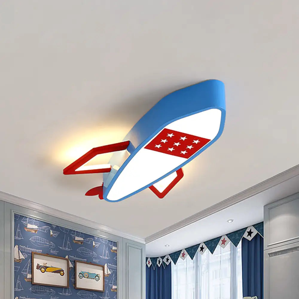 Lámpara de techo empotrada DecorBites™ Contemporary Blue Rocket - Iluminación LED acrílica para techo infantil en luz cálida/blanca