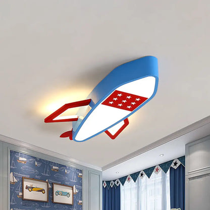 Lámpara de techo empotrada DecorBites™ Contemporary Blue Rocket - Iluminación LED acrílica para techo infantil en luz cálida/blanca