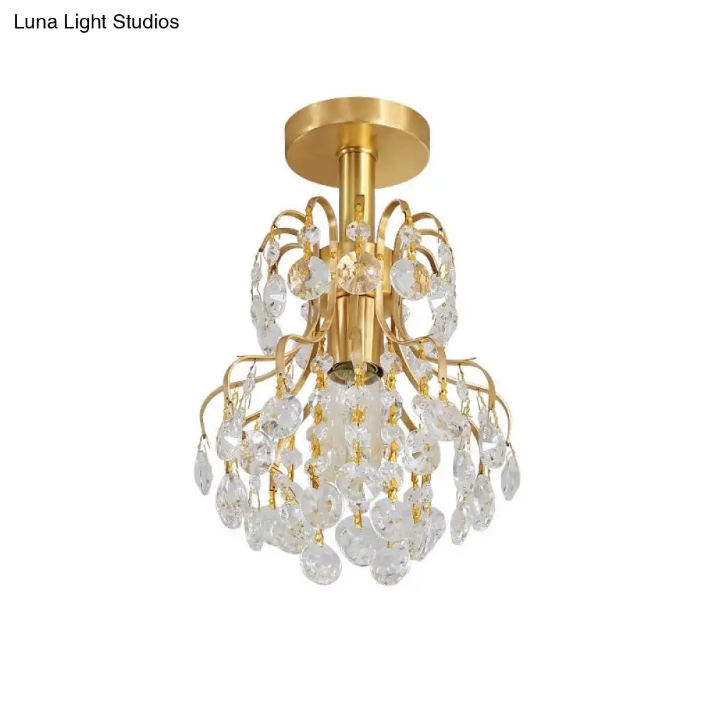 Lámpara de techo contemporánea DecorBites™ de latón con brazo curvo - Montaje semiempotrado de 1 luz para pasillos