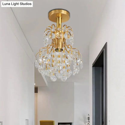 Lámpara de techo contemporánea DecorBites™ de latón con brazo curvo - Montaje semiempotrado de 1 luz para pasillos