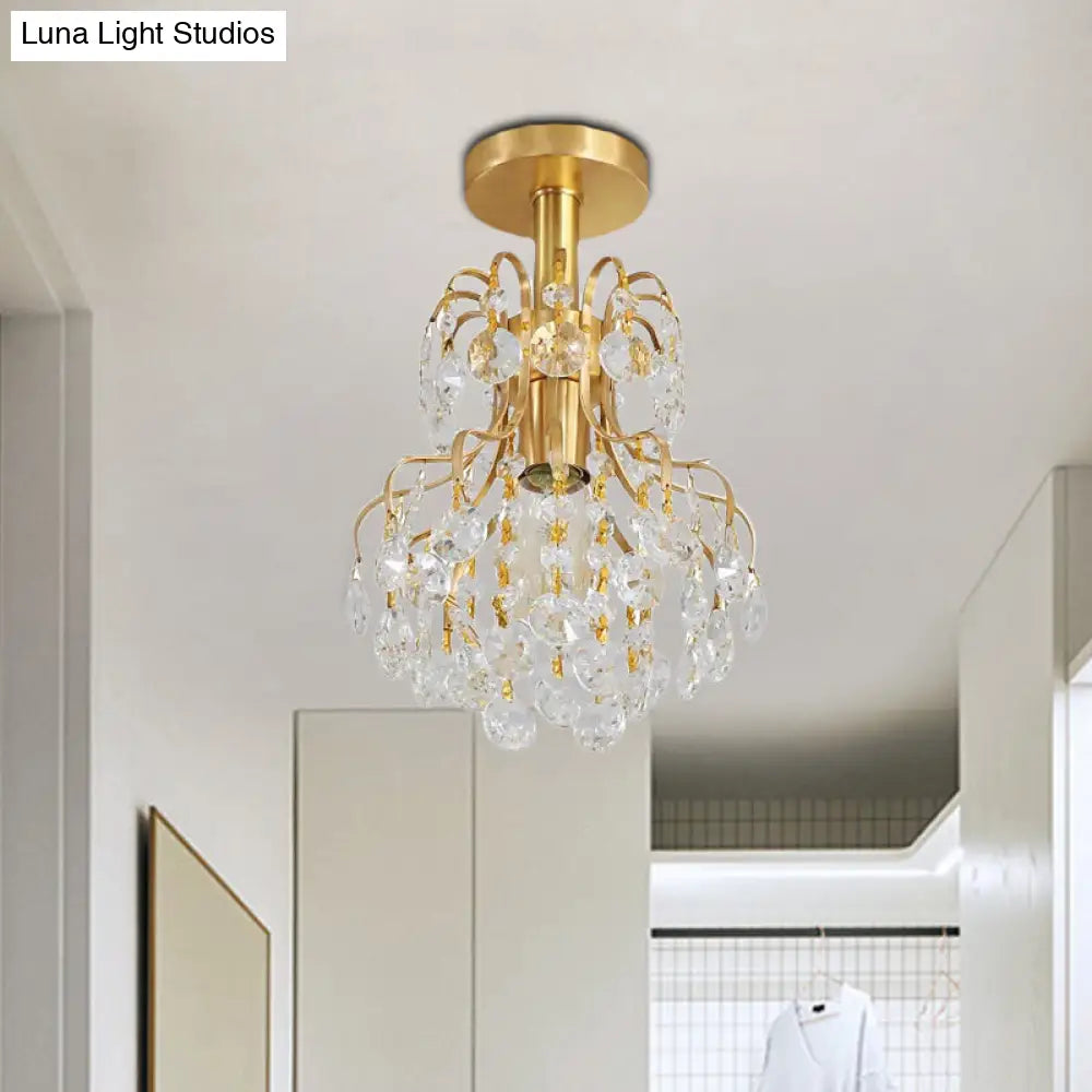 Lámpara de techo contemporánea DecorBites™ de latón con brazo curvo - Montaje semiempotrado de 1 luz para pasillos