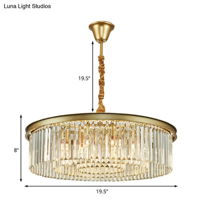 Lámpara de araña contemporánea de latón - 6/12 luces, 49,5/65 cm de diámetro, montaje empotrado con pantalla de cristal para comedor