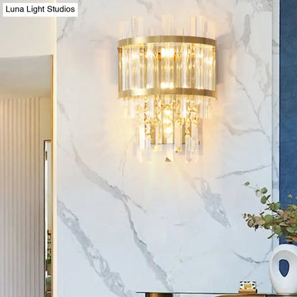 Aplique de pared escalonado DecorBites™ contemporáneo de latón/cromo - Iluminación de pared de cristal de 3 luces para comedor