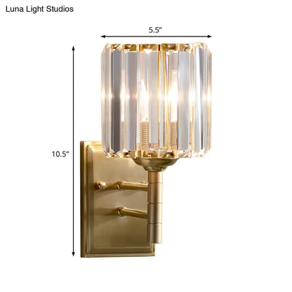 Aplique de pared contemporáneo DecorBites™ de latón y cristal - Prismático de 1 luz para dormitorio