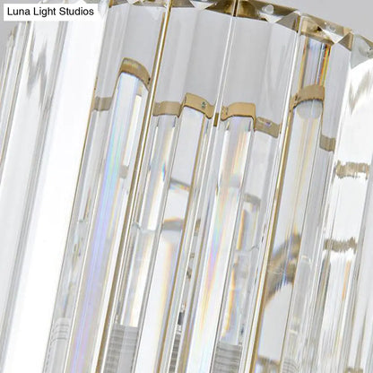 Lámpara de techo cilíndrica contemporánea de latón con facetas de cristal - Lámpara colgante de 3/5/6 cabezales