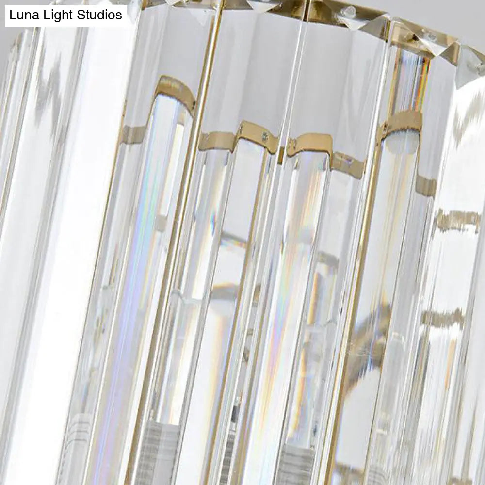 Lámpara de techo cilíndrica contemporánea de latón con facetas de cristal - Lámpara colgante de 3/5/6 cabezales