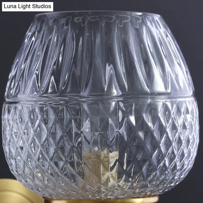 DecorBites™ DecorBites™ Contemporary Brass Lattice Brandy Glass Wall Sconce - Curved Arm, Single Wall Mounted Lamp