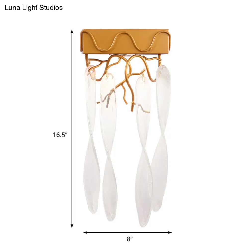 DecorBites™ DecorBites™ Contemporary Brass Mini Wall Light with LED Sconce and Crystal Prism – Ideal for Hallway