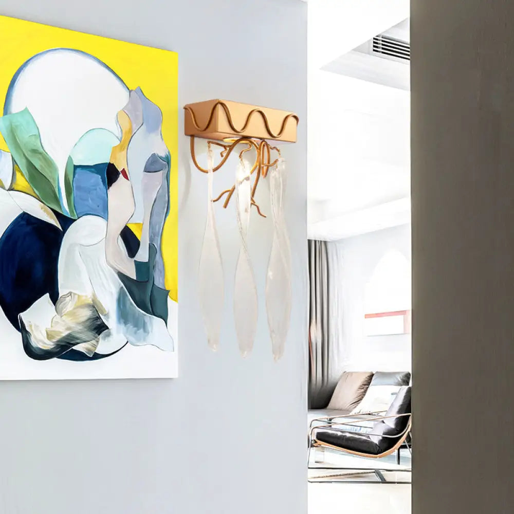 DecorBites™ DecorBites™ Contemporary Brass Mini Wall Light with LED Sconce and Crystal Prism – Ideal for Hallway