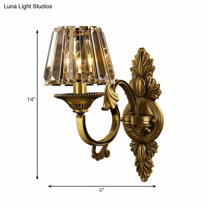 DecorBites™ DecorBites™ Contemporary Brass Porch Wall Lamp with Crystal Shade - 1 Bulb Wall Lighting Fixture