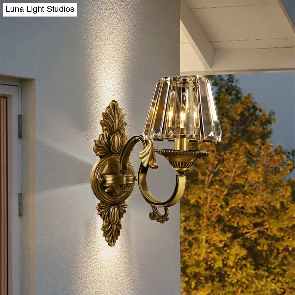 DecorBites™ DecorBites™ Contemporary Brass Porch Wall Lamp with Crystal Shade - 1 Bulb Wall Lighting Fixture