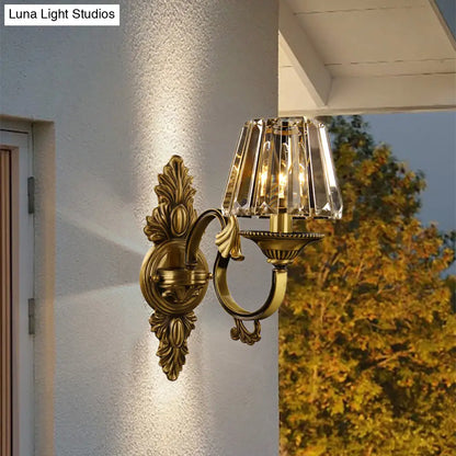 DecorBites™ DecorBites™ Contemporary Brass Porch Wall Lamp with Crystal Shade - 1 Bulb Wall Lighting Fixture