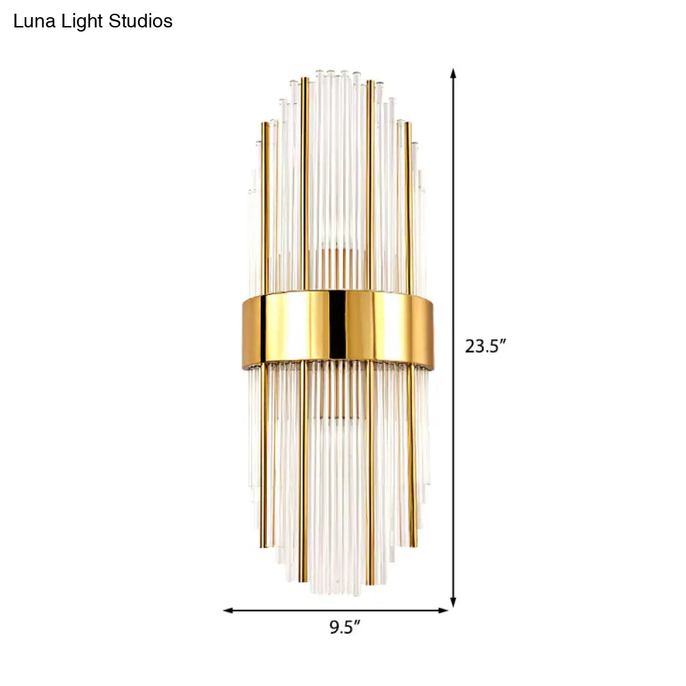 Lámpara de pared contemporánea DecorBites™ para sala de estar, de latón, con pantalla de cristal transparente