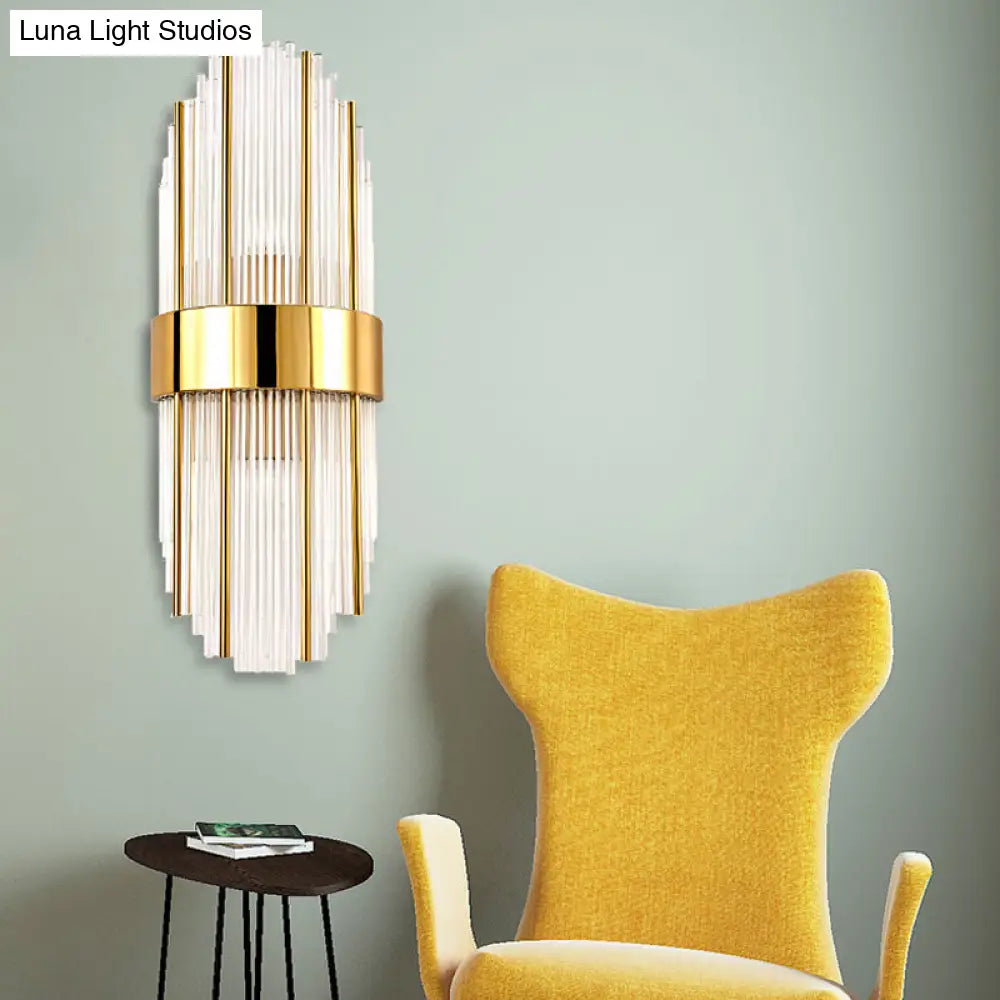 Lámpara de pared contemporánea DecorBites™ para sala de estar, de latón, con pantalla de cristal transparente