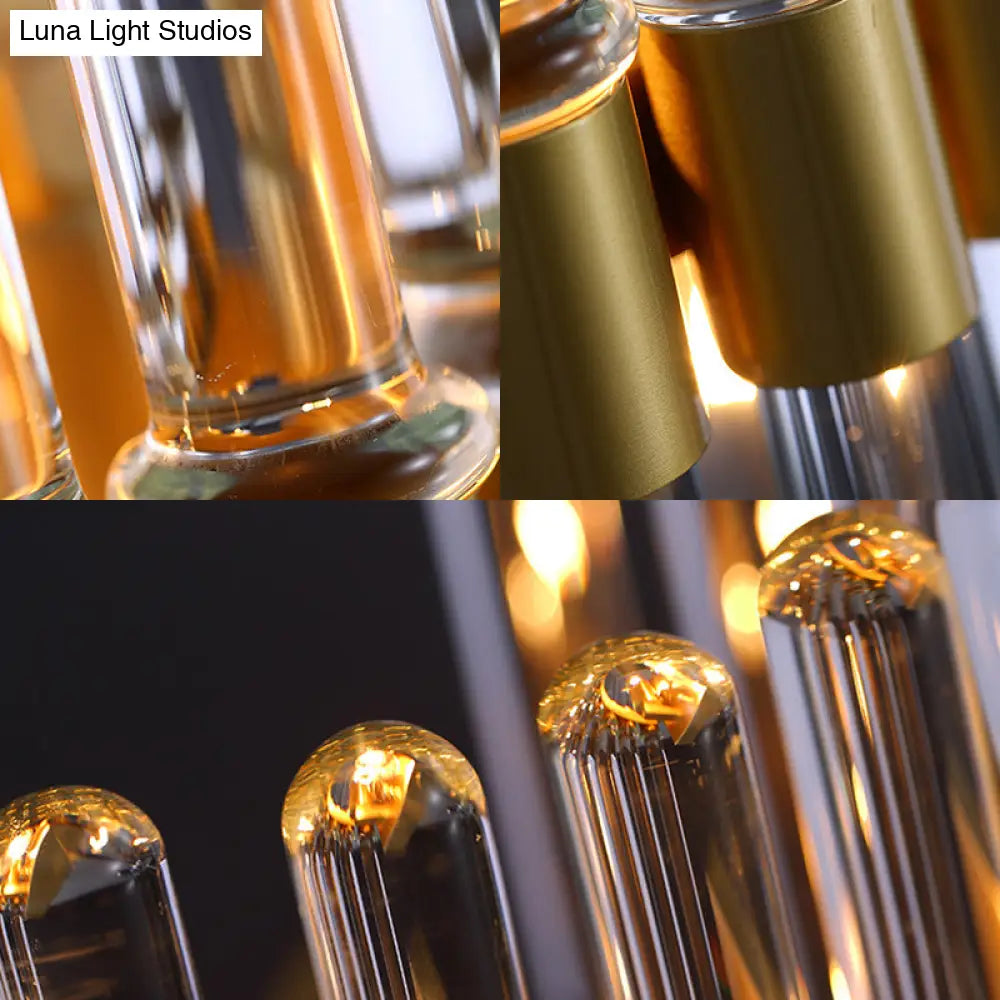 DecorBites™ DecorBites™ Contemporary Brass Wall Sconce Light Fixture with Crystal Shade - 2-Light Living Room Wall Mount Lighting