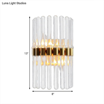 DecorBites™ DecorBites™ Contemporary Brass Wall Sconce Light Fixture with Crystal Shade - 2-Light Living Room Wall Mount Lighting