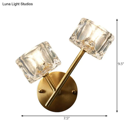 DecorBites™ DecorBites™ Contemporary Brass Wall Sconce with Clear Crystal Shade for Bedroom