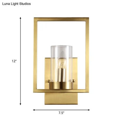 Aplique de pared contemporáneo DecorBites™ de latón con pantalla de cristal transparente - Lámpara cilíndrica para dormitorio