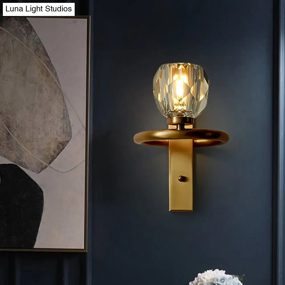 Aplique de pared contemporáneo DecorBites™ de latón con pantalla de cristal Global: iluminación elegante para el comedor