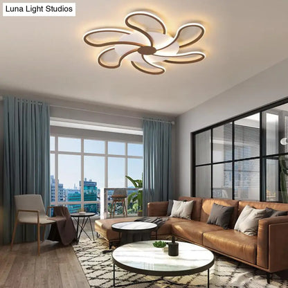 DecorBites™ Aplique de techo contemporáneo de acrílico marrón - Diseño floral - 5/6/7 luces - Luz cálida/blanca - Amplia selección (31,5"/39"/46,5")