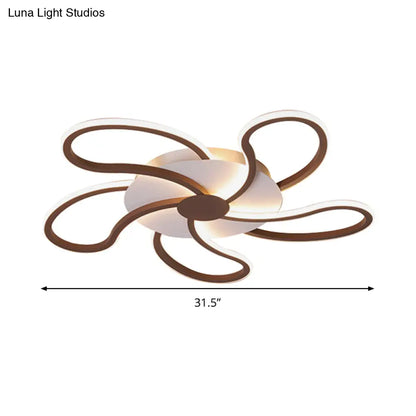 DecorBites™ Aplique de techo contemporáneo de acrílico marrón - Diseño floral - 5/6/7 luces - Luz cálida/blanca - Amplia selección (31,5"/39"/46,5")