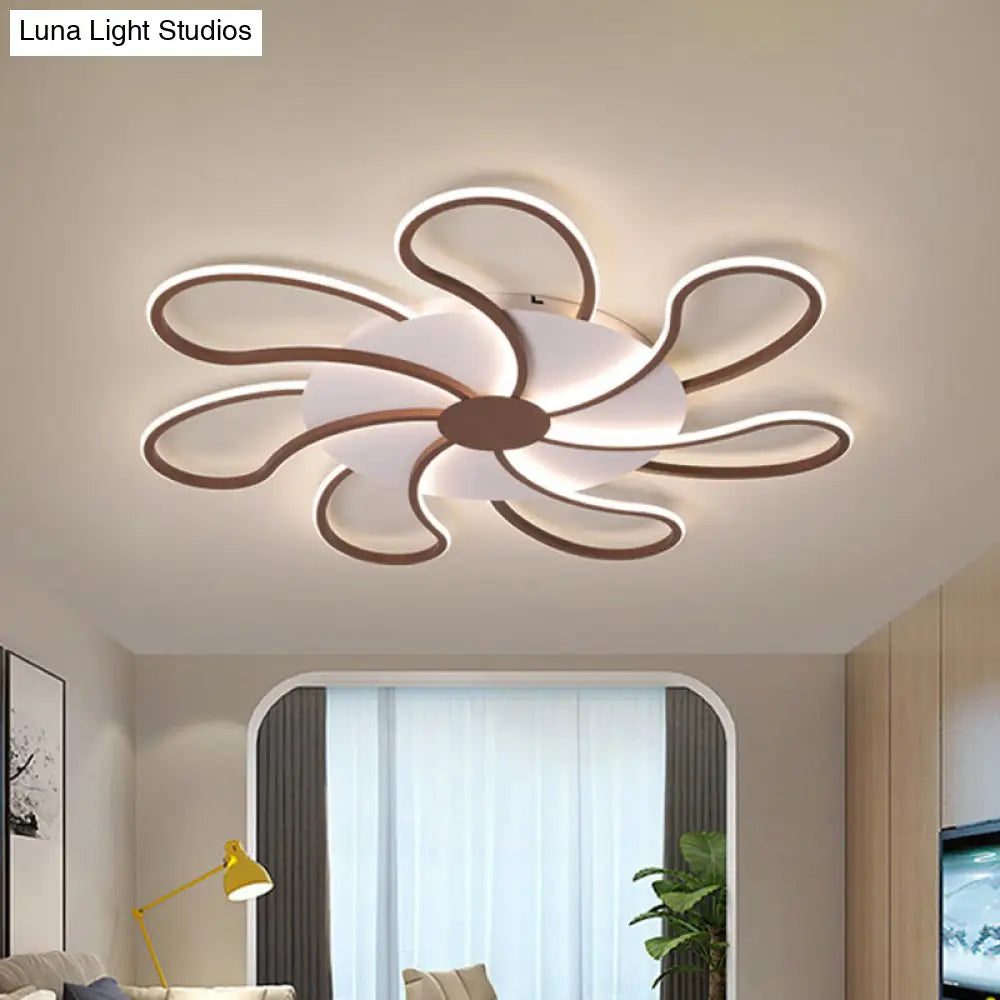 DecorBites™ Aplique de techo contemporáneo de acrílico marrón - Diseño floral - 5/6/7 luces - Luz cálida/blanca - Amplia selección (31,5"/39"/46,5")