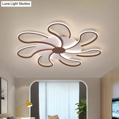 DecorBites™ Aplique de techo contemporáneo de acrílico marrón - Diseño floral - 5/6/7 luces - Luz cálida/blanca - Amplia selección (31,5"/39"/46,5")
