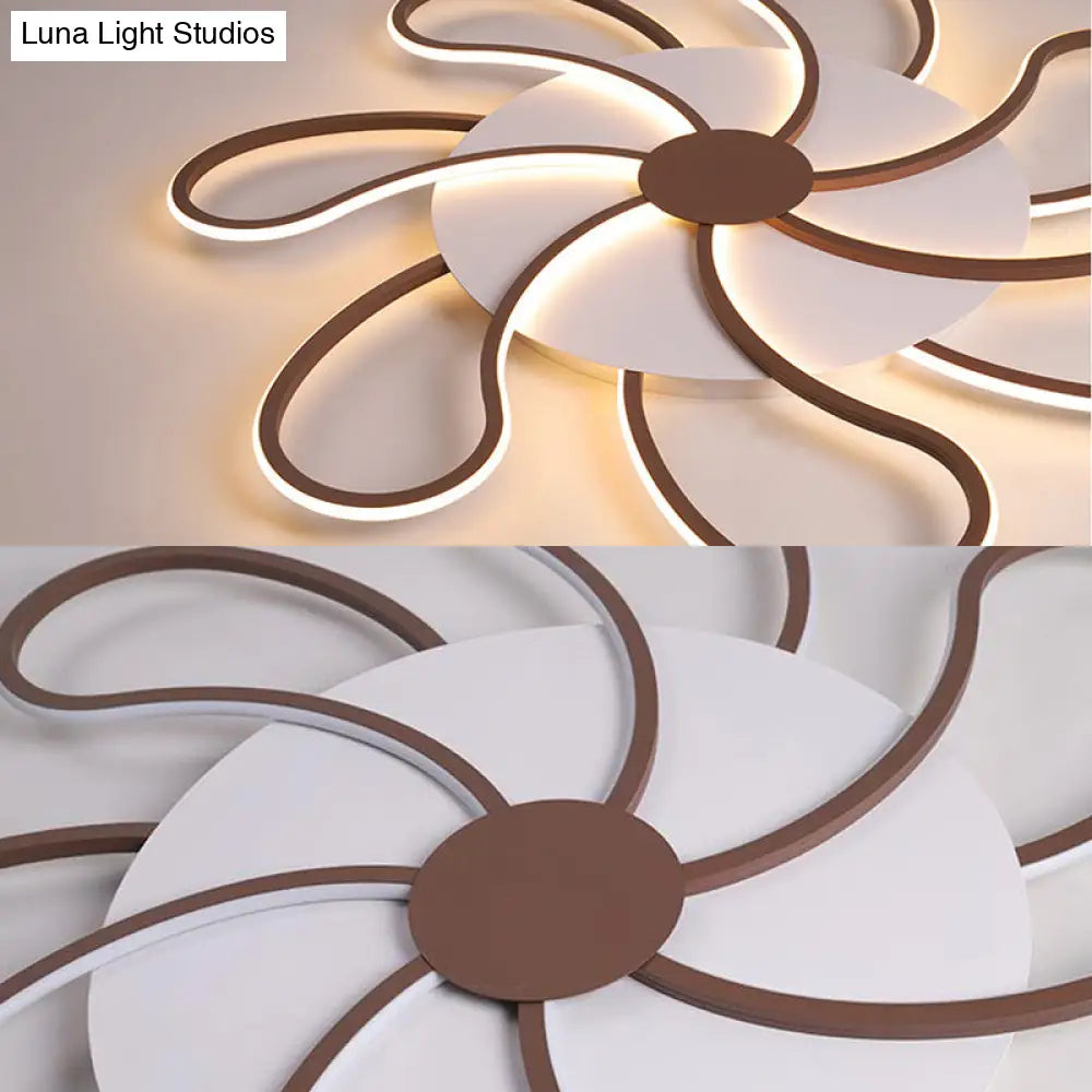 DecorBites™ Aplique de techo contemporáneo de acrílico marrón - Diseño floral - 5/6/7 luces - Luz cálida/blanca - Amplia selección (31,5"/39"/46,5")