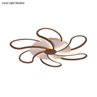DecorBites™ Aplique de techo contemporáneo de acrílico marrón - Diseño floral - 5/6/7 luces - Luz cálida/blanca - Amplia selección (31,5"/39"/46,5")