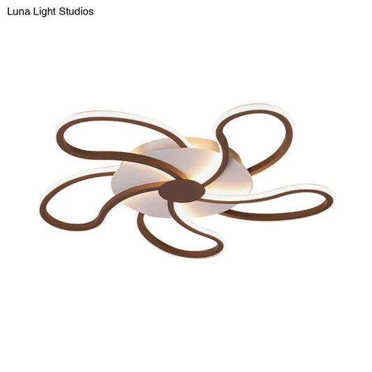DecorBites™ DecorBites™ Contemporary Brown Acrylic Flush Light Fixture - Flower Design - 5/6/7 Heads - Ceiling Mounted - Warm/White Light - Wide Selection (31.5"/39"/46.5")