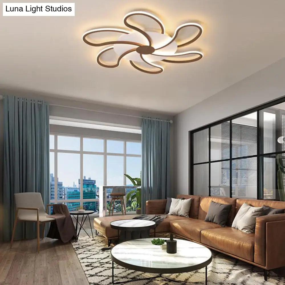 DecorBites™ Aplique de techo contemporáneo de acrílico marrón - Diseño floral - 5/6/7 luces - Luz cálida/blanca - Amplia selección (31,5"/39"/46,5")