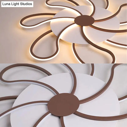 DecorBites™ Aplique de techo contemporáneo de acrílico marrón - Diseño floral - 5/6/7 luces - Luz cálida/blanca - Amplia selección (31,5"/39"/46,5")