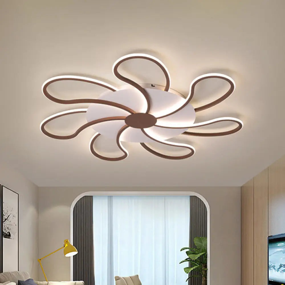 DecorBites™ Aplique de techo contemporáneo de acrílico marrón - Diseño floral - 5/6/7 luces - Luz cálida/blanca - Amplia selección (31,5"/39"/46,5")