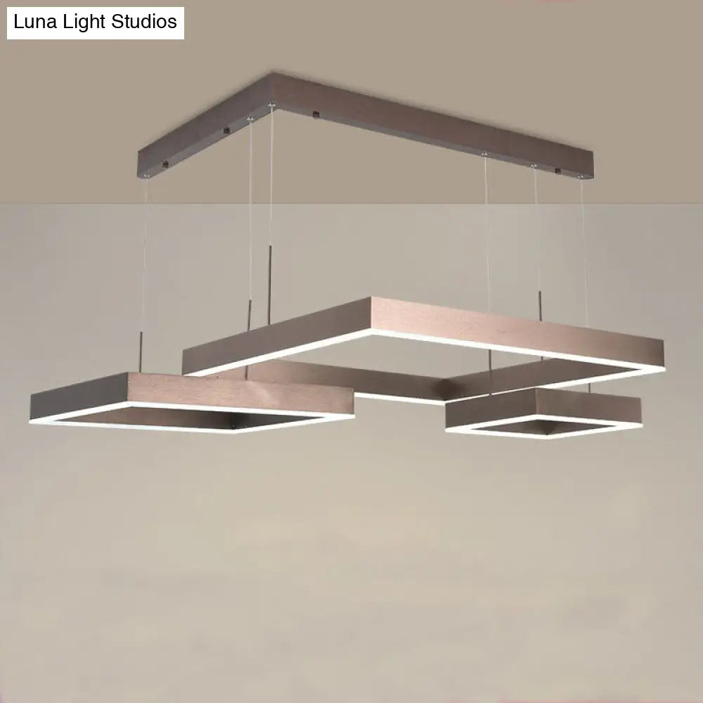 Contemporary Brown Aluminum Chandelier with LED Suspension Light – Available in Small/Large Sizes, Warm/White Lighting