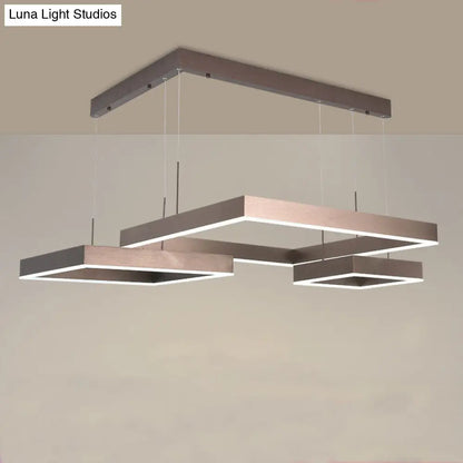 Contemporary Brown Aluminum Chandelier with LED Suspension Light – Available in Small/Large Sizes, Warm/White Lighting