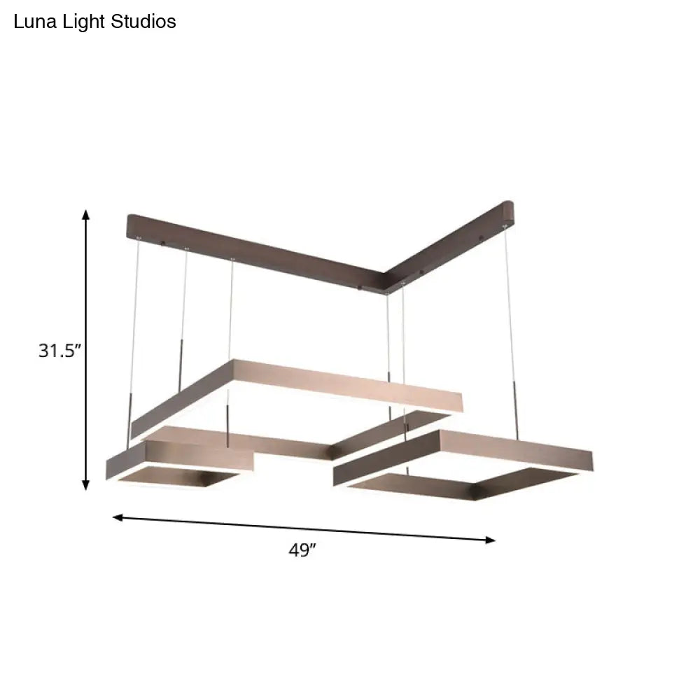 Contemporary Brown Aluminum Chandelier with LED Suspension Light – Available in Small/Large Sizes, Warm/White Lighting