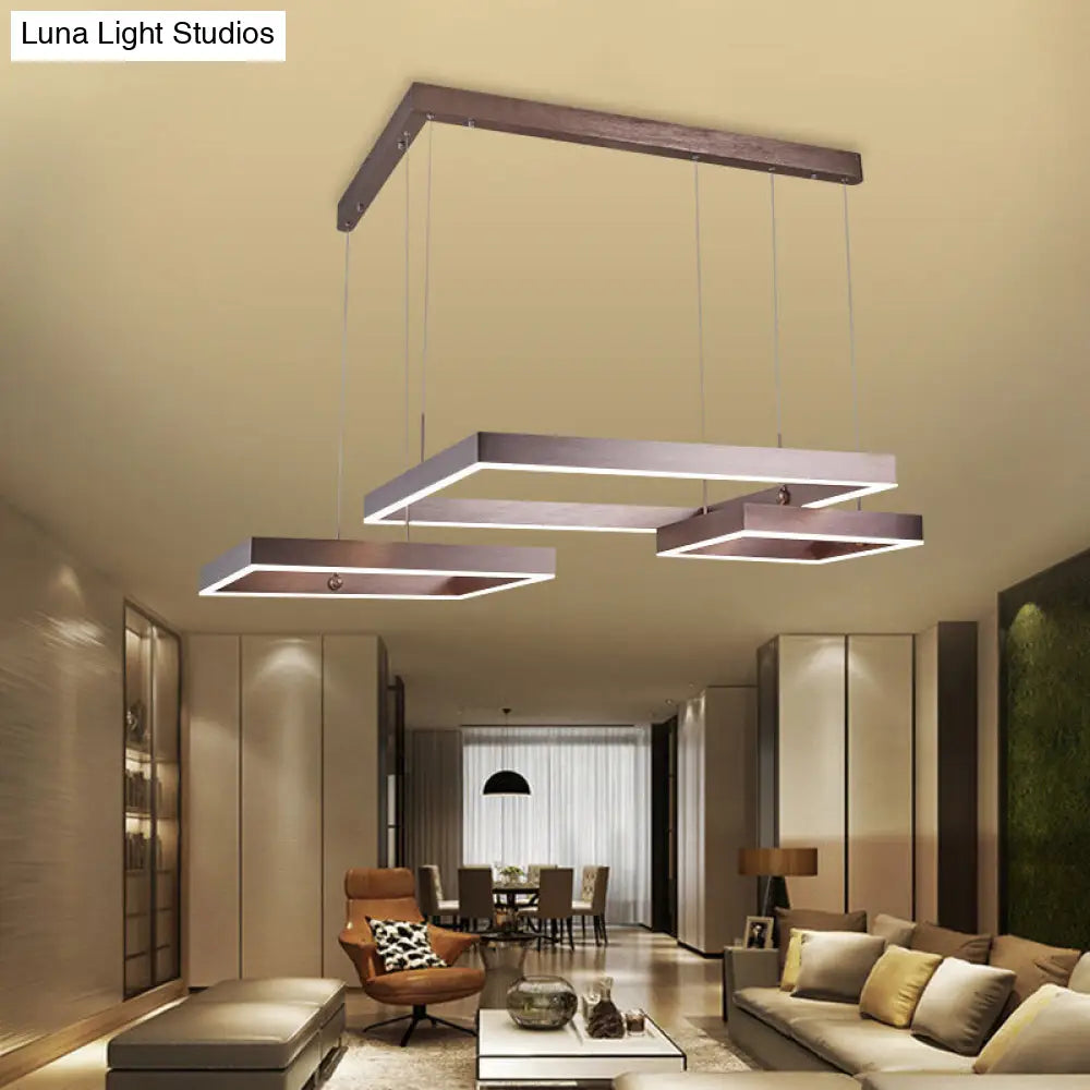 Contemporary Brown Aluminum Chandelier with LED Suspension Light – Available in Small/Large Sizes, Warm/White Lighting