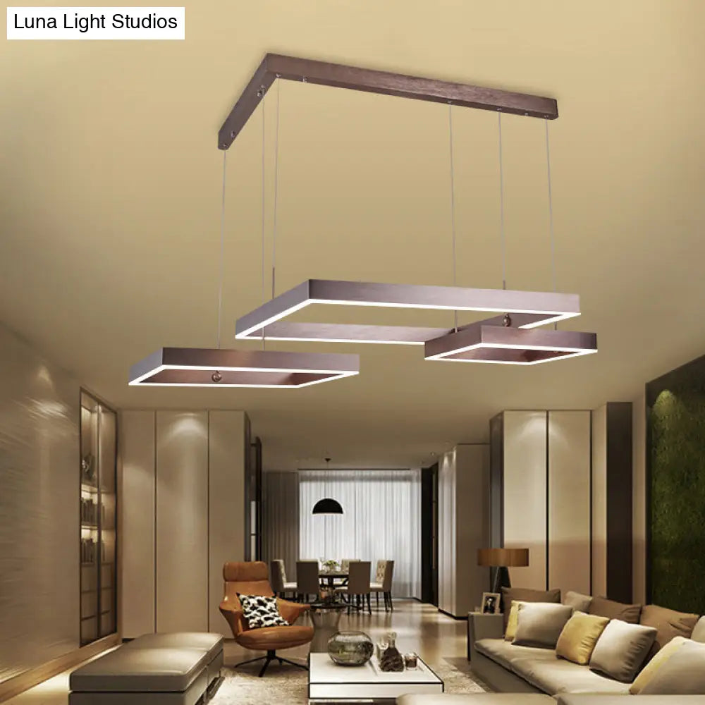 Contemporary Brown Aluminum Chandelier with LED Suspension Light – Available in Small/Large Sizes, Warm/White Lighting