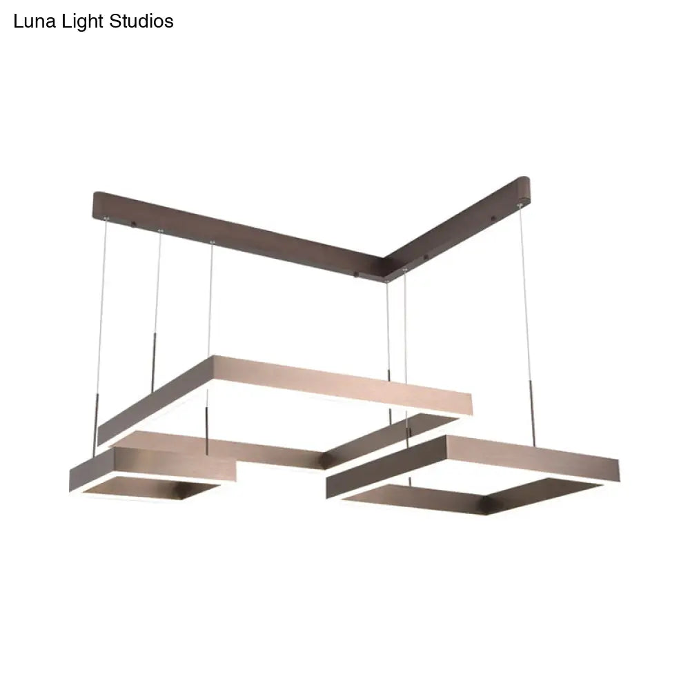 Contemporary Brown Aluminum Chandelier with LED Suspension Light – Available in Small/Large Sizes, Warm/White Lighting