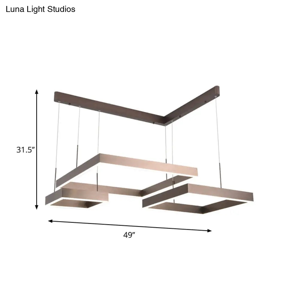 Contemporary Brown Aluminum Chandelier with LED Suspension Light – Available in Small/Large Sizes, Warm/White Lighting
