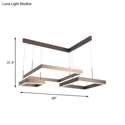 Contemporary Brown Aluminum Chandelier with LED Suspension Light – Available in Small/Large Sizes, Warm/White Lighting