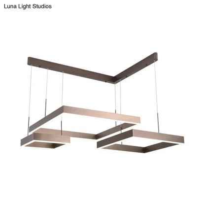 Contemporary Brown Aluminum Chandelier with LED Suspension Light – Available in Small/Large Sizes, Warm/White Lighting