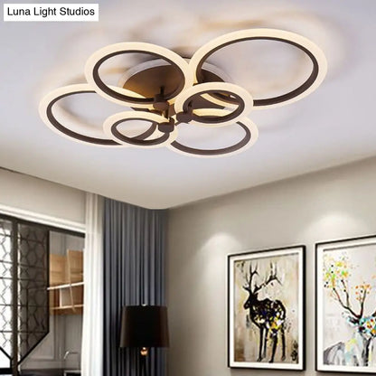 DecorBites™ DecorBites™ Contemporary Brown LED Ceiling Light - Petal Acrylic Flush Ceiling Light for Living Room (Neutral/Warm/White)
